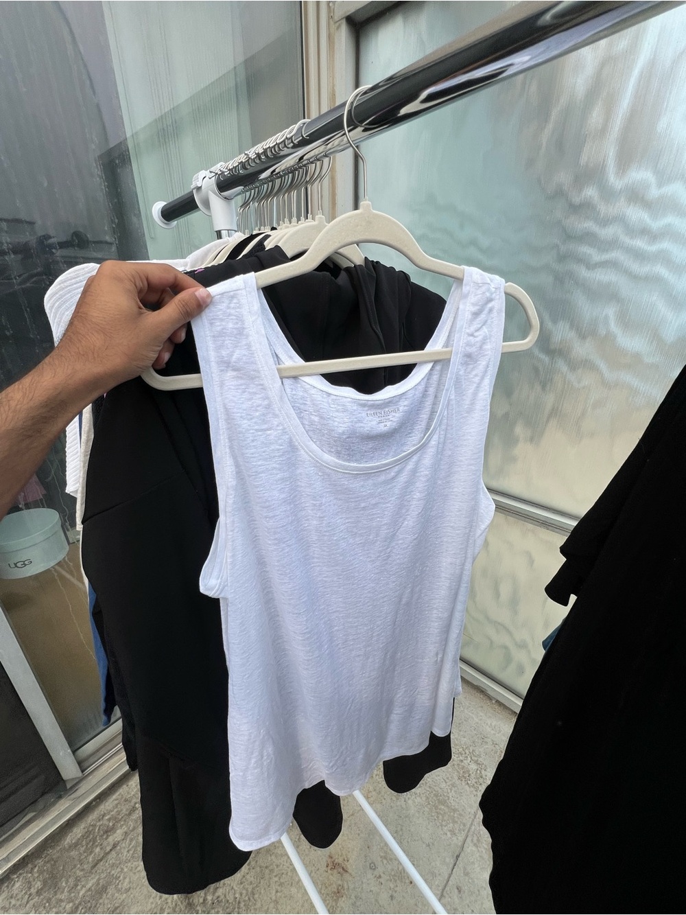 Eileen Fisher White Linen-Blend Tank